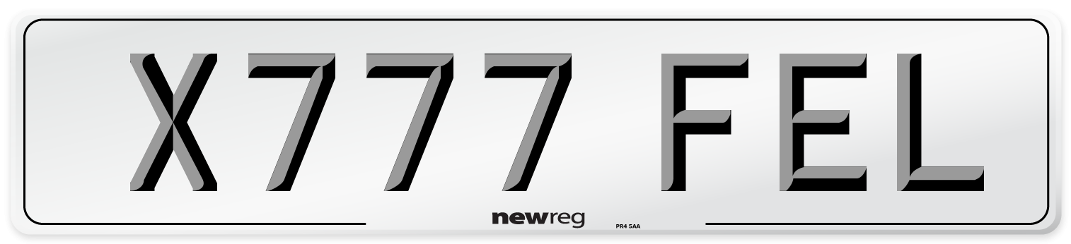 X777 FEL Number Plate from New Reg